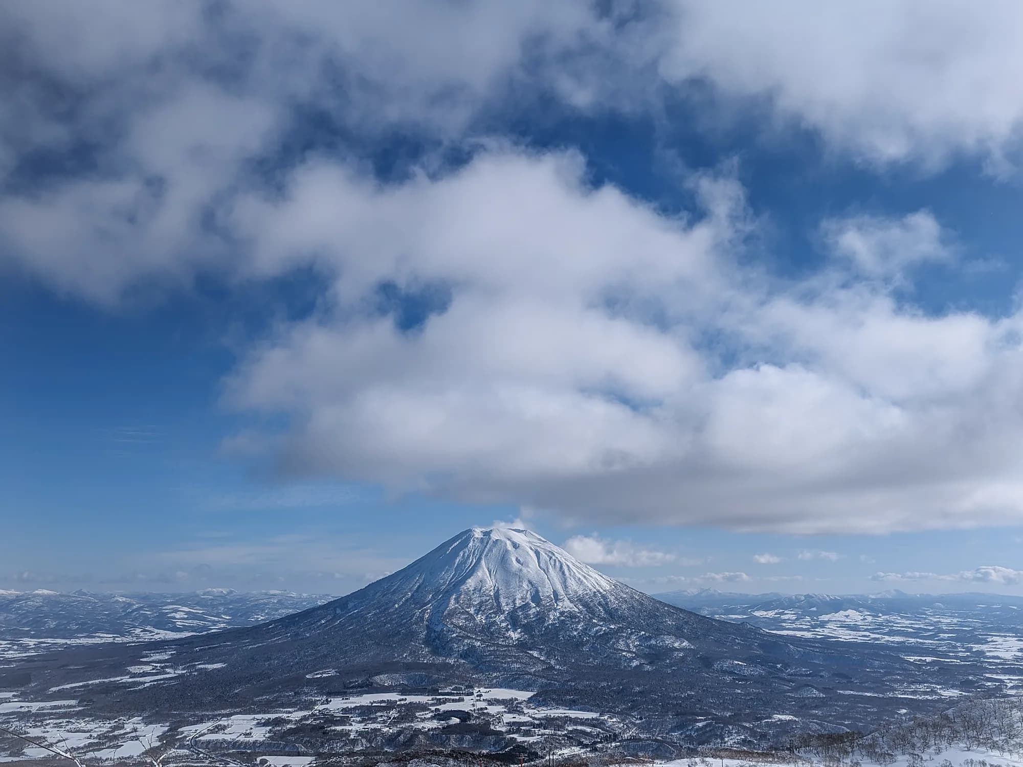 Mount Yotei and Niseko village in winter